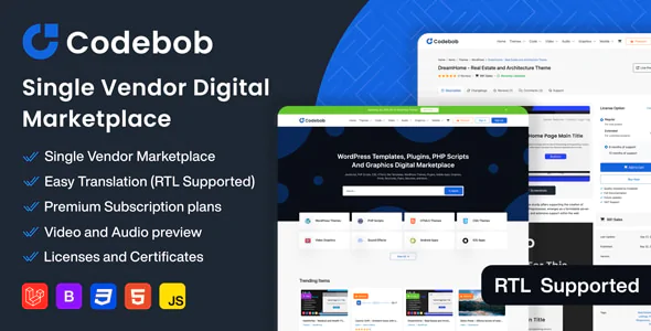 Codebob - Single-Vendor Digital Marketplace 1.3